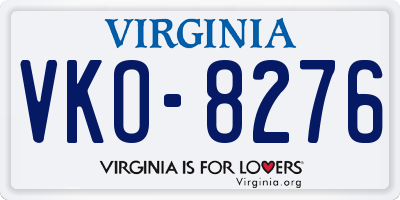 VA license plate VKO8276