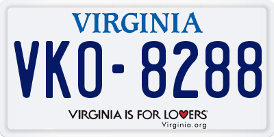 VA license plate VKO8288