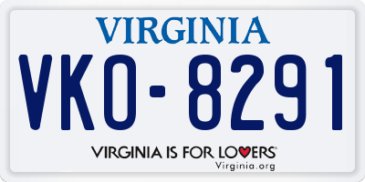 VA license plate VKO8291