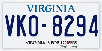 VA license plate VKO8294