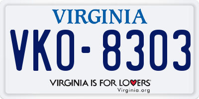 VA license plate VKO8303