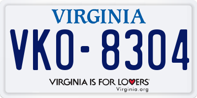 VA license plate VKO8304