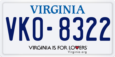 VA license plate VKO8322