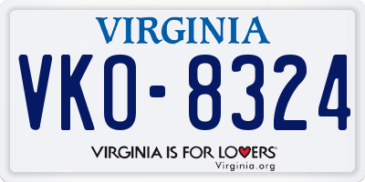 VA license plate VKO8324