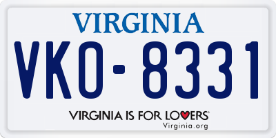 VA license plate VKO8331