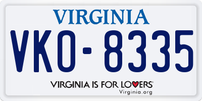 VA license plate VKO8335