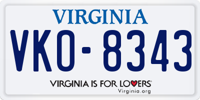 VA license plate VKO8343
