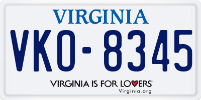 VA license plate VKO8345