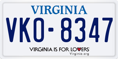 VA license plate VKO8347