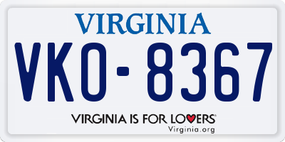 VA license plate VKO8367