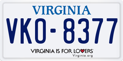 VA license plate VKO8377