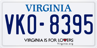 VA license plate VKO8395
