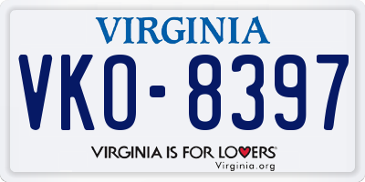 VA license plate VKO8397