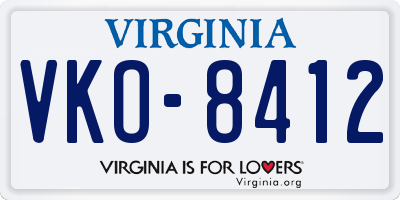 VA license plate VKO8412