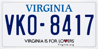 VA license plate VKO8417