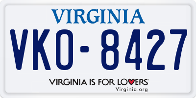 VA license plate VKO8427