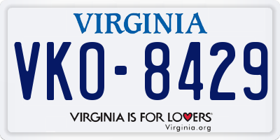 VA license plate VKO8429