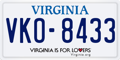 VA license plate VKO8433