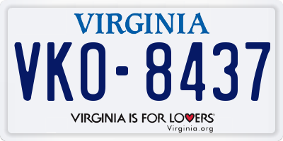 VA license plate VKO8437
