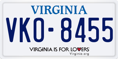 VA license plate VKO8455