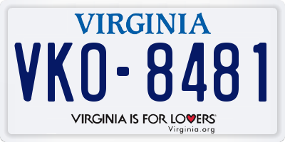VA license plate VKO8481