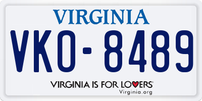 VA license plate VKO8489
