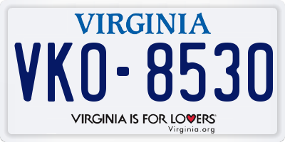 VA license plate VKO8530