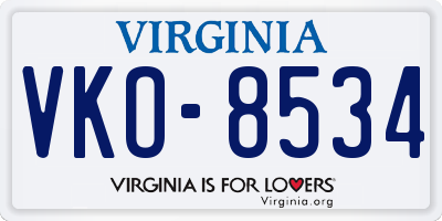 VA license plate VKO8534