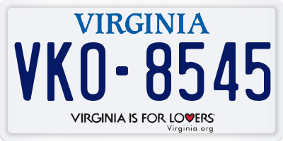VA license plate VKO8545