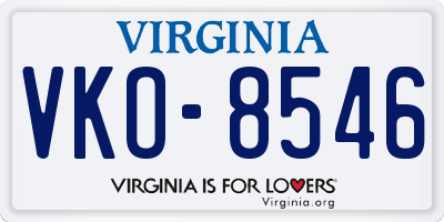 VA license plate VKO8546