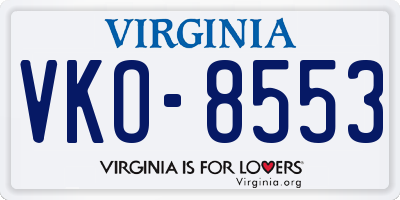 VA license plate VKO8553