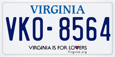 VA license plate VKO8564
