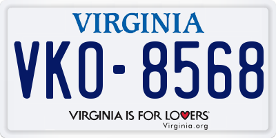 VA license plate VKO8568
