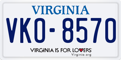 VA license plate VKO8570