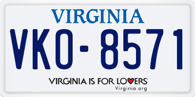 VA license plate VKO8571