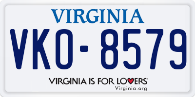 VA license plate VKO8579