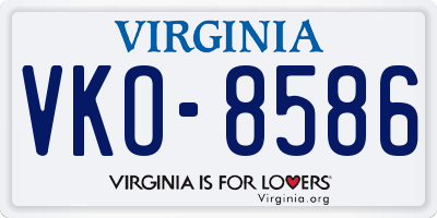 VA license plate VKO8586