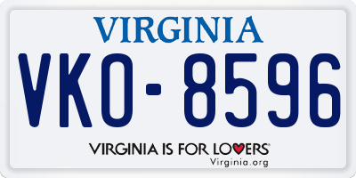 VA license plate VKO8596