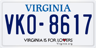 VA license plate VKO8617