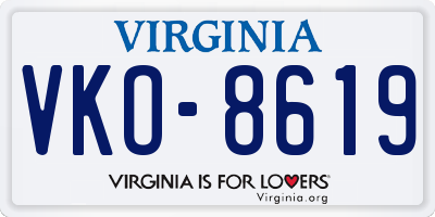 VA license plate VKO8619