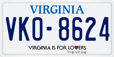 VA license plate VKO8624