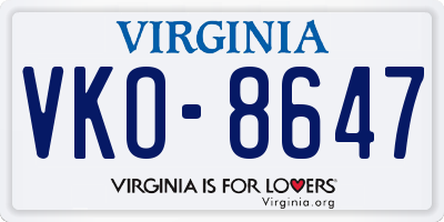 VA license plate VKO8647