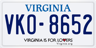 VA license plate VKO8652