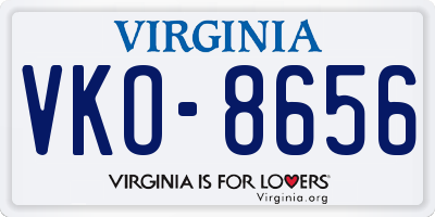 VA license plate VKO8656