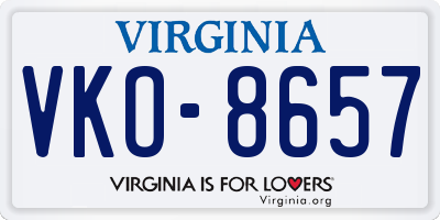 VA license plate VKO8657