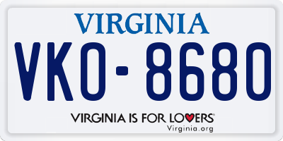 VA license plate VKO8680