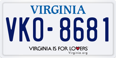 VA license plate VKO8681