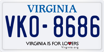 VA license plate VKO8686