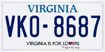 VA license plate VKO8687