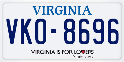 VA license plate VKO8696